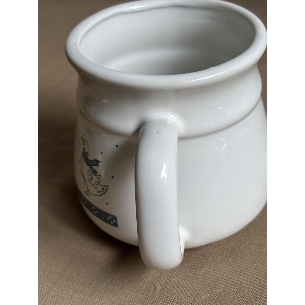 Vintage 1980s Country Goose Coffee Mug Blue Ribbon Geese & Goslings Stoneware - Picture 4 of 8